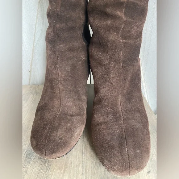 Gucci tall brown suede leather boots with classic web detail size 37 - Picture 10 of 15